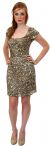 U-Neck Short Sleeves Sequined Prom Cocktail Dress in Bronze